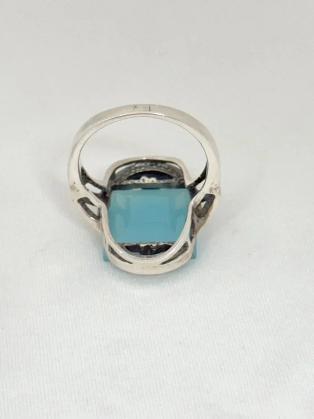Nicky Butler Sterling Silver Chalcedony Deco Arch Ring Size 10 with Box